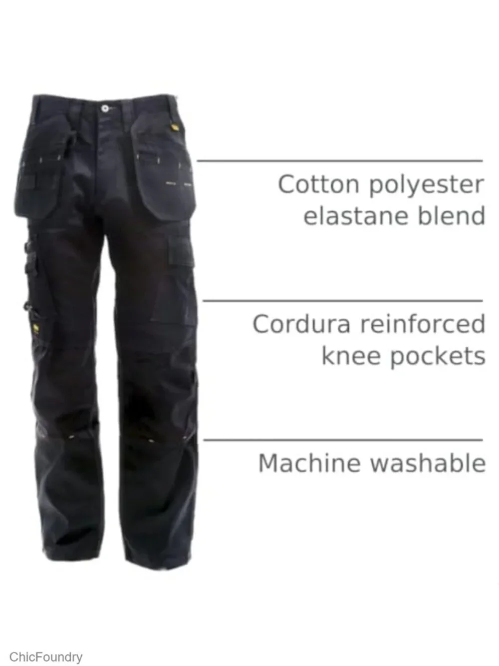 Men's Loose Fit Work Pants with Holster Pockets, Cotton Blend Stretch